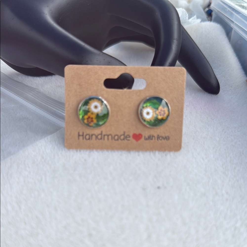 Floral Handmade Resin Earrings
